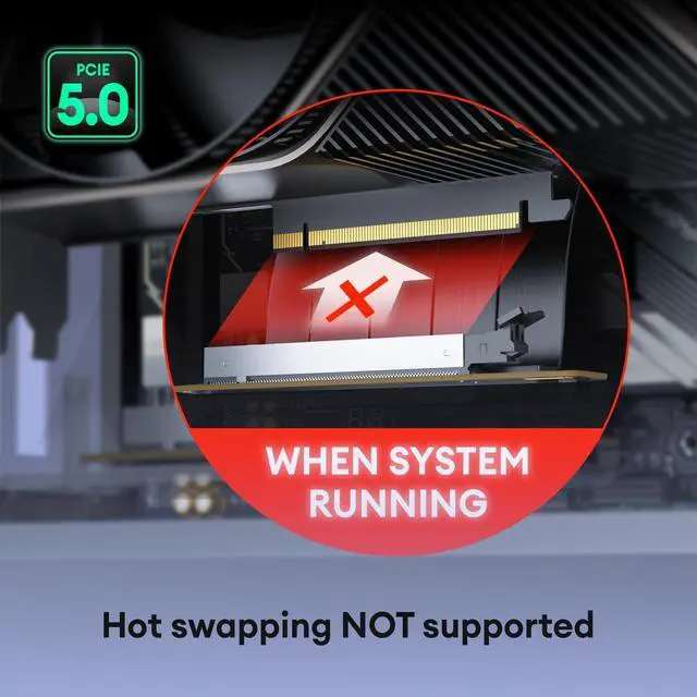 Alt view image 4 of 5 - Okinos PCIE 5.0 Riser Cables, 64GB/s for RTX5090 RX9070 GPU, PCIe Extension Card, Backward Compatible with PCIe 4.0 & 3.0, 200mm Black