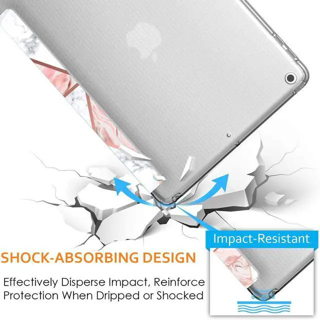 Alt view image 5 of 5 - iPad 8.3 Inch Mini 6 Generation 2021 [ Mini 6th Gen ] A2567 A2568 A2569 Printed Lightweight Shock Absorbant Flexible TPU Protective Clear Case - Marble Pink