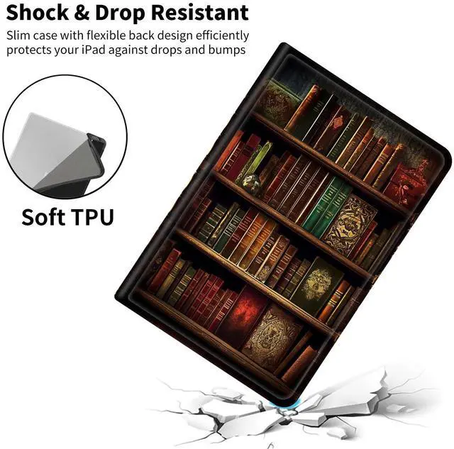 Alt view image 2 of 5 - Case for All-New Amazon Fire HD 10 Tablet (13th Generation, 2023 Release),Slim PU Leather Smart Cases Covers with Auto Wake/Sleep for Amazon Kindle Fire 10.1 inch TabletVintage Bookshelf