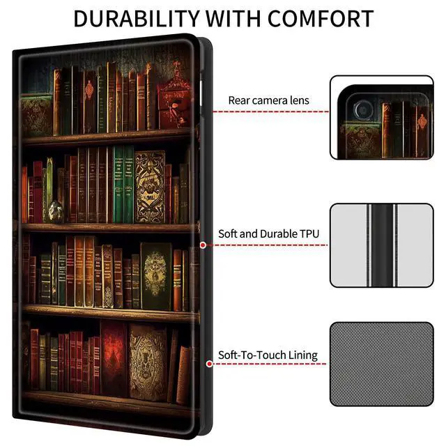 Alt view image 5 of 5 - Case for All-New Amazon Fire HD 10 Tablet (13th Generation, 2023 Release),Slim PU Leather Smart Cases Covers with Auto Wake/Sleep for Amazon Kindle Fire 10.1 inch TabletVintage Bookshelf