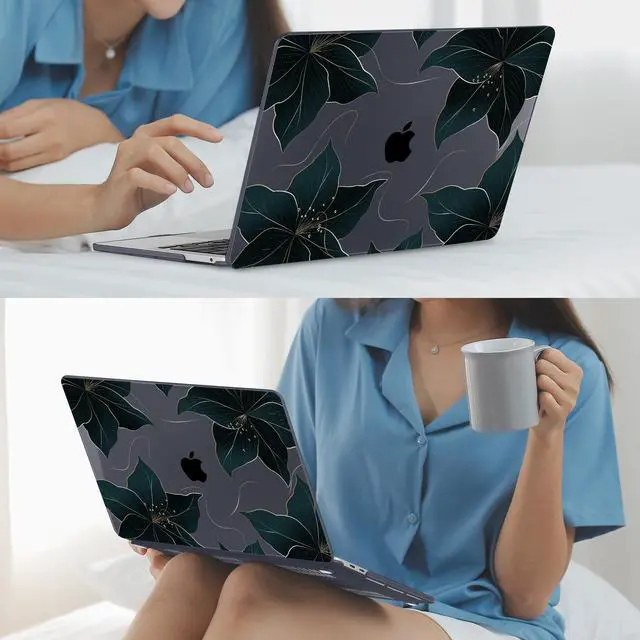 Alt view image 5 of 5 - Mektron for MacBook Pro 13-inch Case 2022 2021 2020 Release A2338 M2 M1 A2289 A2251, Printed Plastic Hard Shell Cover for New MacBook Pro 13.3-inch Touch Bar Fits Touch IDFloral C218