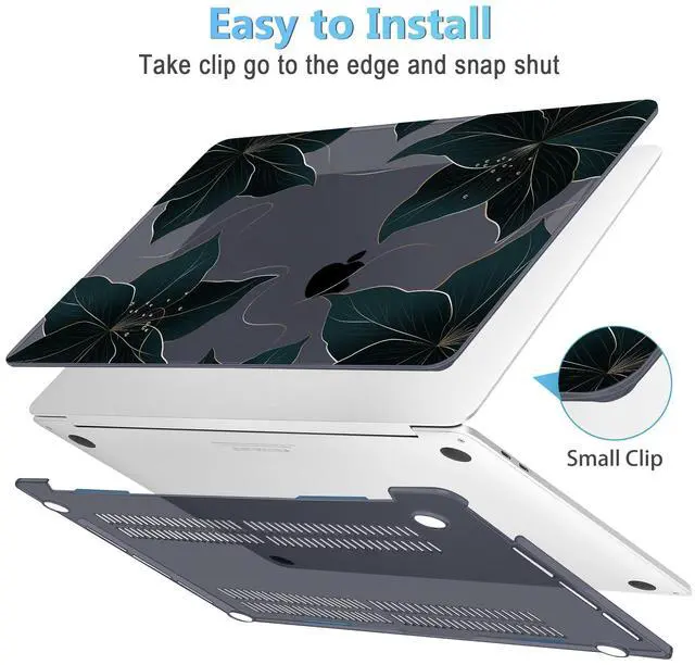 Alt view image 3 of 5 - Mektron for MacBook Pro 13-inch Case 2022 2021 2020 Release A2338 M2 M1 A2289 A2251, Printed Plastic Hard Shell Cover for New MacBook Pro 13.3-inch Touch Bar Fits Touch IDFloral C218