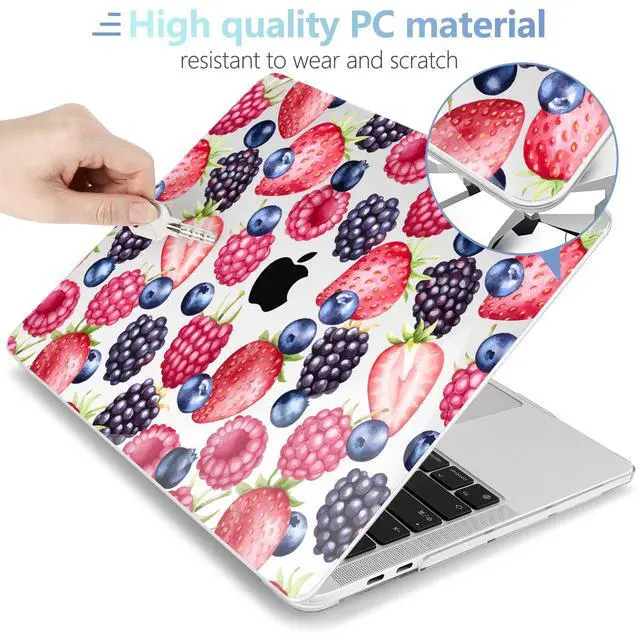 Alt view image 3 of 5 - MEEgoodo for MacBook Pro 13 inch Case 2022 2021 2020 A2338 M2/M1 A2251 A2289 with Touch ID,Clear Laptop Hard Shell Cases with Keyboard Webcam Cover&Trackpad Film& Type C Adapter, Fresh Berries Pattern
