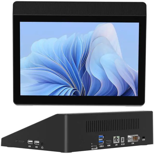 Main image of 10.1" Industrial Touchscreen PC with Battery, Intel N4200 Quad-Core, 4GB RAM, 64GB SSD, Windows 10 Pro, RS232, Gigabit Ethernet, Dual-Band WiFi for POS, Kiosk, Digital Signage