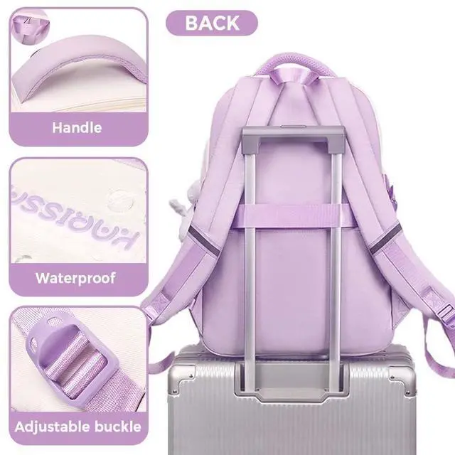 Alt view image 5 of 5 - MININAI Womens Girls Backpack for School Cute Aesthetic Large Laptop Backpack Kawaii Preppy Teen Kids Bookbag Travel Daypack (Black,L)