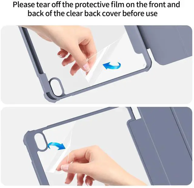 Alt view image 5 of 5 - KVTVOU Clear Case for iPad (A16) 11th/10th Generation (2025/2022, 11/10.9 Inch) with Pencil Holder, Detachable Magnetic Transparent Hard PC Back, Soft Shockproof Frame & Auto Wake/Sleep, Purple