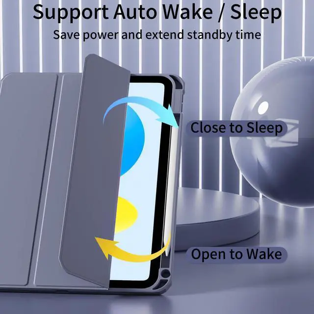 Alt view image 4 of 5 - KVTVOU Clear Case for iPad (A16) 11th/10th Generation (2025/2022, 11/10.9 Inch) with Pencil Holder, Detachable Magnetic Transparent Hard PC Back, Soft Shockproof Frame & Auto Wake/Sleep, Purple