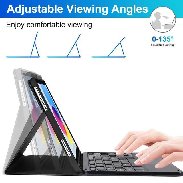 Alt view image 5 of 5 - SOPPY Bluetooth Keyboard Case with Touchpad for iPad 11th Gen. (A16) 11-inch 2025, 10th Generation 10.9 inch 2022, Detachable Protective Cover, with Built-in Pen Holder, USB-C Rechargeable, Black
