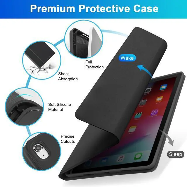 Alt view image 4 of 5 - SOPPY Bluetooth Keyboard Case with Touchpad for iPad 11th Gen. (A16) 11-inch 2025, 10th Generation 10.9 inch 2022, Detachable Protective Cover, with Built-in Pen Holder, USB-C Rechargeable, Black