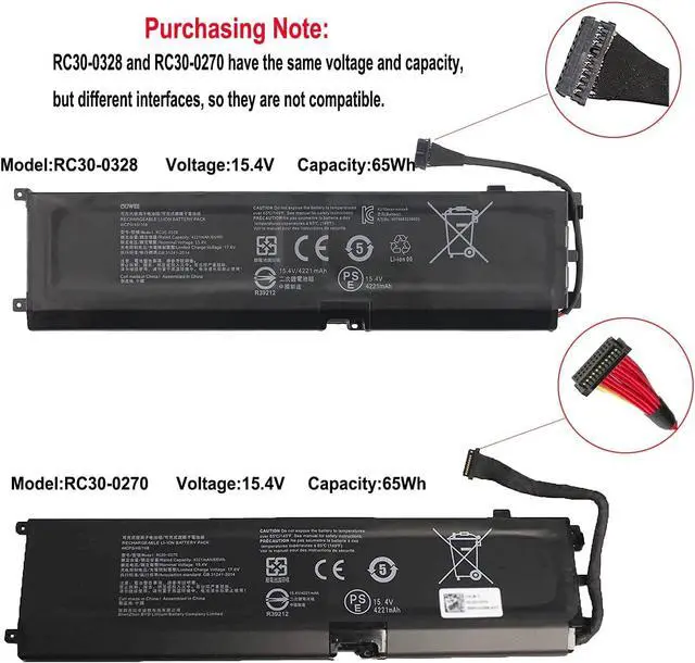 Alt view image 4 of 5 - OUWEE RC30-0328 RZ09-0328 Laptop Battery Replacement for Razer Blade 15 Base 2020/2021 RZ09-0328X RZ09-03289 RZ09-03287 RZ09-03286 RZ09-0369 RZ09-03287E22 RZ09-0410x RZ09-0330X RZ09-03304x