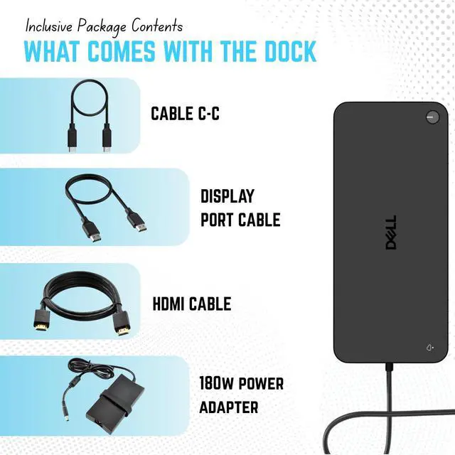 Alt view image 2 of 5 - Dell SD25 Docking Station Supports Dual/Triple Monitor 4K Displays with 180W,HDMI, DisplayPort & USB-C Cable, 10Gbps Thunderbolt Dock (SD25)
