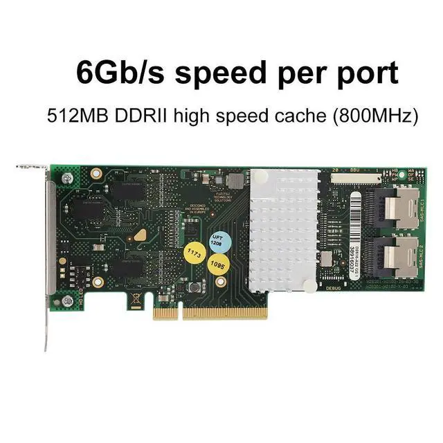 Alt view image 3 of 5 - ASHATA 8-Port SATA+SAS Controller SAS2108 6Gbs 512M Cache Low Baffle, Supports 32 SAS/SATA Devices, Windows/macOS/Linux Compatible