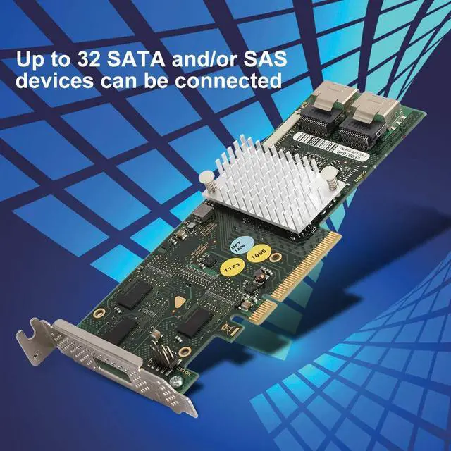 Alt view image 2 of 5 - ASHATA 8-Port SATA+SAS Controller SAS2108 6Gbs 512M Cache Low Baffle, Supports 32 SAS/SATA Devices, Windows/macOS/Linux Compatible