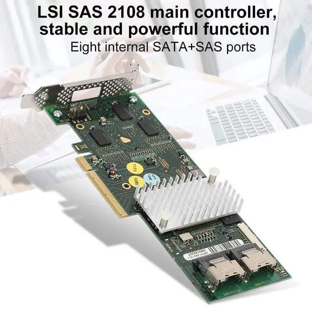 Alt view image 4 of 5 - ASHATA 8-Port SATA+SAS Controller SAS2108 6Gbs 512M Cache Low Baffle, Supports 32 SAS/SATA Devices, Windows/macOS/Linux Compatible