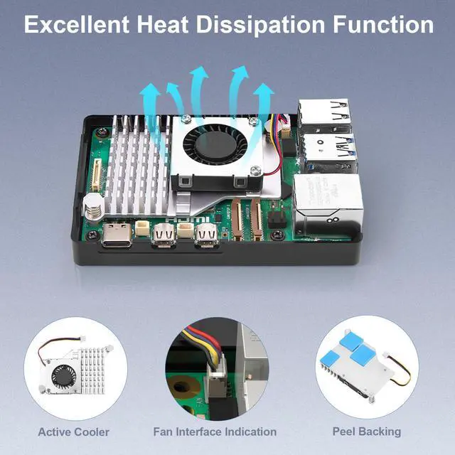 Alt view image 3 of 5 - Vemico Raspberry Pi 5 16GB Kit with Pi 5 16GB Board, Protective Case and Active Cooler for Pi 5, 64GB Card, 27W Type-C Power Supply, Dual 4K Micro HD Out Cables, Card Adapter, Card Reader, Screwdriver