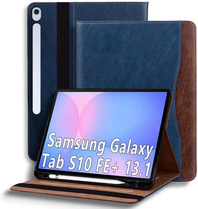 Main image of TIPOYOROOS Case for Samsung Galaxy Tab S10 FE Plus 13.1 Inch 2025 (SM-X620/SM-X626B) Smart Cover with Pocket & Pencil Holder, Business PU Leather with Card Slot, Blue