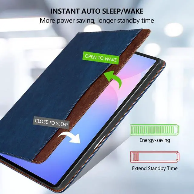 Alt view image 2 of 5 - TIPOYOROOS Case for Samsung Galaxy Tab S10 FE Plus 13.1 Inch 2025 (SM-X620/SM-X626B) Smart Cover with Pocket & Pencil Holder, Business PU Leather with Card Slot, Blue