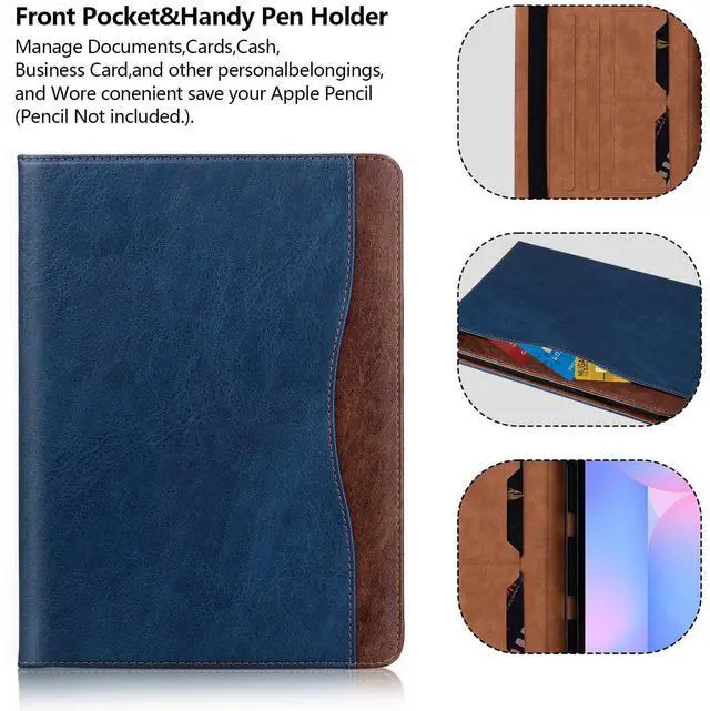 Alt view image 3 of 5 - TIPOYOROOS Case for Samsung Galaxy Tab S10 FE Plus 13.1 Inch 2025 (SM-X620/SM-X626B) Smart Cover with Pocket & Pencil Holder, Business PU Leather with Card Slot, Blue