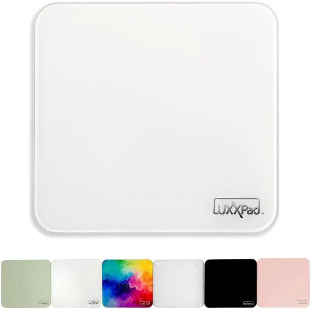 Main image of Glassboard Studio LuxxPad Glass Mouse Pad - Mouse Pad Gaming and Dry Erase Note Taking Pad, Tempered Strong Glass with Rubber Non-Slip Feet for Gaming & Work (White, 7.5" x 8")