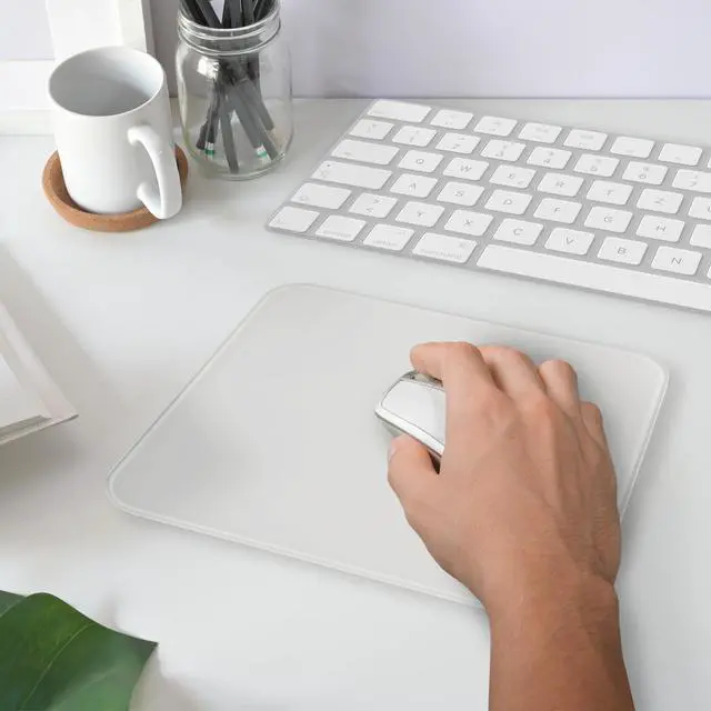 Alt view image 2 of 5 - Glassboard Studio LuxxPad Glass Mouse Pad - Mouse Pad Gaming and Dry Erase Note Taking Pad, Tempered Strong Glass with Rubber Non-Slip Feet for Gaming & Work (White, 7.5" x 8")