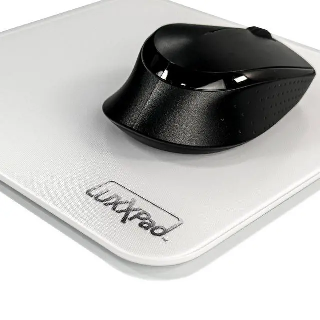 Alt view image 5 of 5 - Glassboard Studio LuxxPad Glass Mouse Pad - Mouse Pad Gaming and Dry Erase Note Taking Pad, Tempered Strong Glass with Rubber Non-Slip Feet for Gaming & Work (White, 7.5" x 8")