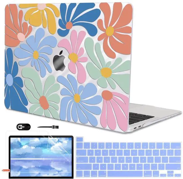 Main image of LCMOCICO for MacBook Pro 13 inch Case 2022 2021 2020-2016 A2338 M2/M1 A2251 A2289 A2159 A1989 A1706 with Touch ID, Plastic Hard Shell Case Keyboard Skin Screen Film Webcam Cover, Colorful Flowers