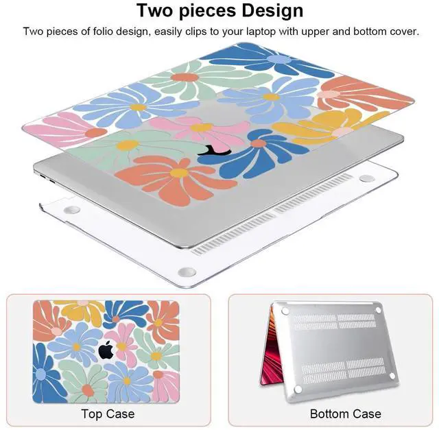 Alt view image 3 of 5 - LCMOCICO for MacBook Pro 13 inch Case 2022 2021 2020-2016 A2338 M2/M1 A2251 A2289 A2159 A1989 A1706 with Touch ID, Plastic Hard Shell Case Keyboard Skin Screen Film Webcam Cover, Colorful Flowers