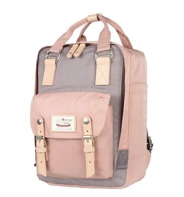 Main image of Himawari Backpack/Travel Backpack for Women 14.9" College Vintage Waterproof Bag  Work Backpack for 14inch Laptop(Grey&Pink-HIM-32#
