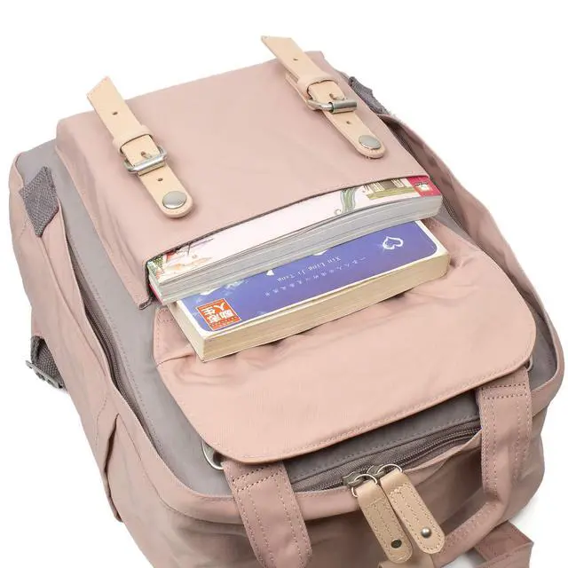 Alt view image 5 of 5 - Himawari Backpack/Travel Backpack for Women 14.9" College Vintage Waterproof Bag  Work Backpack for 14inch Laptop(Grey&Pink-HIM-32#