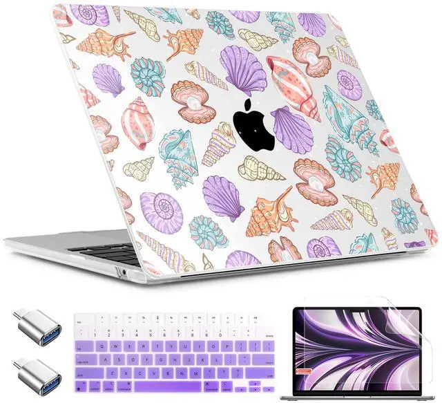 Main image of TWOLSKOO for MacBook Air 13 inch Case M4 A3240 M3 A3113 M2 A2681 2025 2024 2022 Plastic Hard Shell, Keyboard Cover, Type C Adapter, Screen Protector for MacBook Air 13.6 inch, Colorful Shells