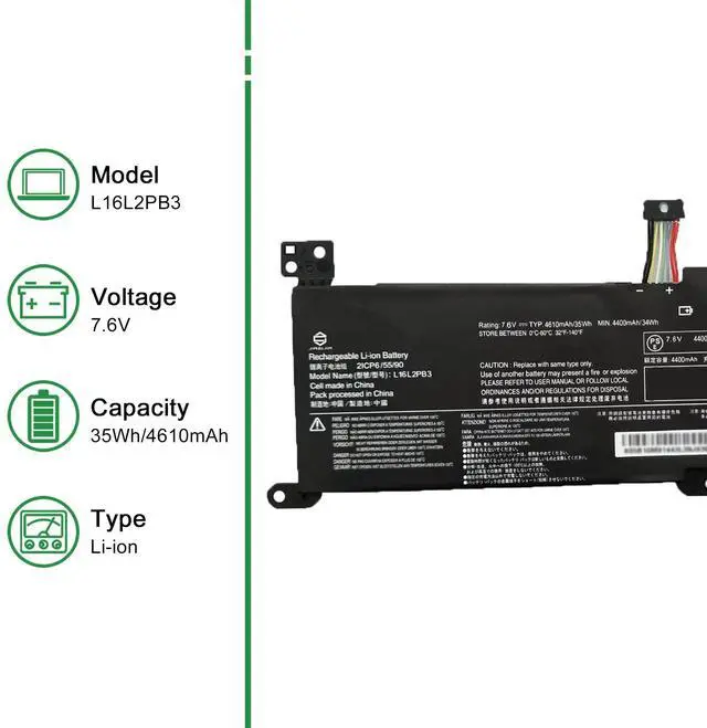 Alt view image 2 of 5 - JIAZIJIA L16L2PB3 Laptop Battery Replacement for Lenovo IdeaPad 320-15ABR/AST/IAP/IKB/ISK Series L16L2PB1 L16C2PB2 L16C2PB1 L16L2PB2 L16S2PB1 L16M2PB1 L16M2PB2 L16M2PB3 L17L2PF1 L17M2PB7 7.6V 35Wh