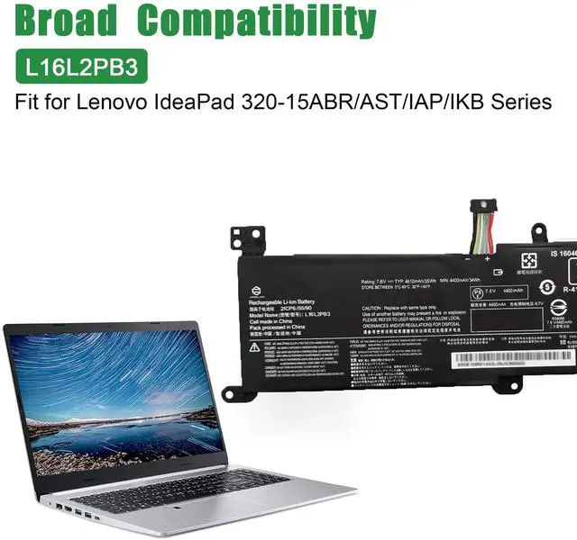 Alt view image 4 of 5 - JIAZIJIA L16L2PB3 Laptop Battery Replacement for Lenovo IdeaPad 320-15ABR/AST/IAP/IKB/ISK Series L16L2PB1 L16C2PB2 L16C2PB1 L16L2PB2 L16S2PB1 L16M2PB1 L16M2PB2 L16M2PB3 L17L2PF1 L17M2PB7 7.6V 35Wh