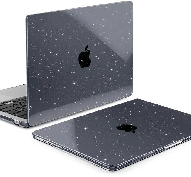 Alt view image 3 of 4 - Yebiseven Case for MacBook Air 15 inch 2024/2023, Hard Shell with Keyboard & Trackpad Protector, OTG Adapter & Camera Cover, Glitter Black