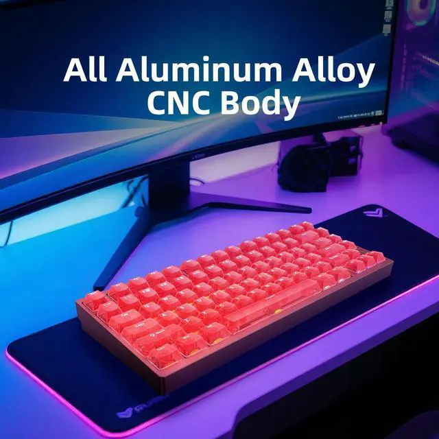 Alt view image 4 of 5 - IROK MG75MAX 81 Keys Wired Magnetic Switch Keyboard, 256KHZ Single Key Scan Rate, PCB Nano-Coating Waterproof, Hall Effect, 8KHZ/ARGB/CNC Aluminum Gaming Keyboard(Red)