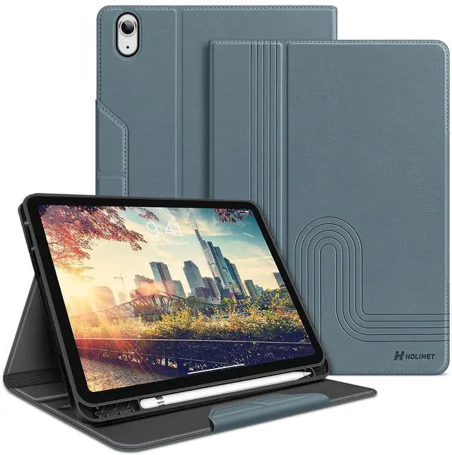 Main image of H HOLIMET Case for iPad (A16) 11th (11'')/ 10th Generation (10.9'') Vegan Leather with Built-in Pencil Holder Auto Sleep/Wake Function, Blue