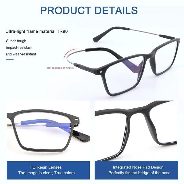 Alt view image 3 of 5 - PEEPAI Photochromic Blue Light Blocking Glasses Titanium Anti Eyestrain Computer Gaming Blue Light Screen Blocker Glasses Anti Glare UV Protection Eyewear for Men Women