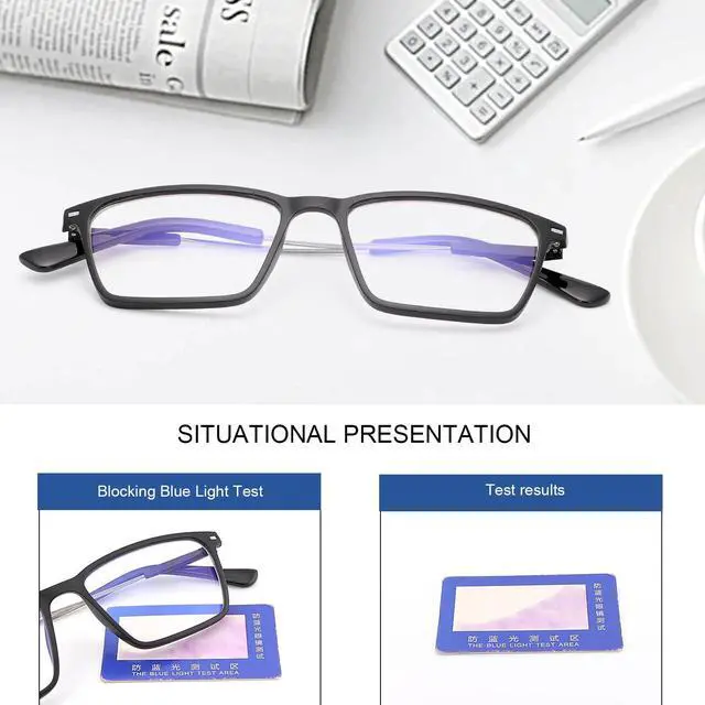 Alt view image 5 of 5 - PEEPAI Photochromic Blue Light Blocking Glasses Titanium Anti Eyestrain Computer Gaming Blue Light Screen Blocker Glasses Anti Glare UV Protection Eyewear for Men Women