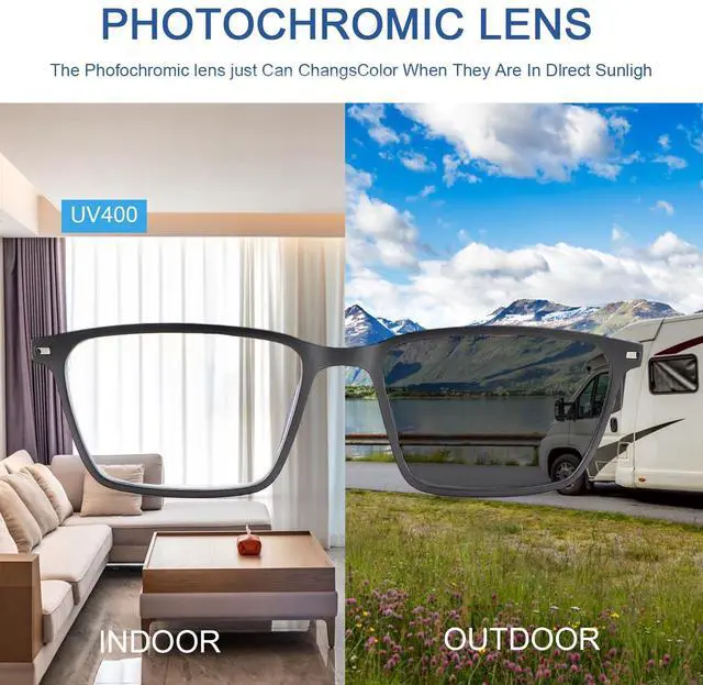 Alt view image 4 of 5 - PEEPAI Photochromic Blue Light Blocking Glasses Titanium Anti Eyestrain Computer Gaming Blue Light Screen Blocker Glasses Anti Glare UV Protection Eyewear for Men Women