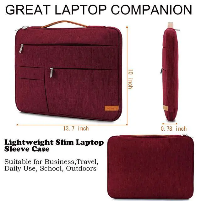 Alt view image 2 of 5 - KINGSLONG 14 inch Laptop Sleeve Bag, Slim Shockproof Handbag, Computer Carrying Case Cover Compatible with MacBook Air/Pro, Acer Asus Dell HP Red