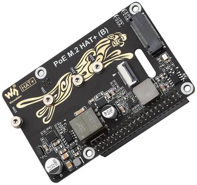 Alt view image 4 of 5 - PCIe to M.2 Adapter with PoE Function HAT+ (B) for Raspberry Pi 5  Supports NVMe Drives (2230/2242/2260/2280) | IEEE 802.3af/at Power Over Ethernet | Gen2/Gen3 Mode | Bootable SSD Support