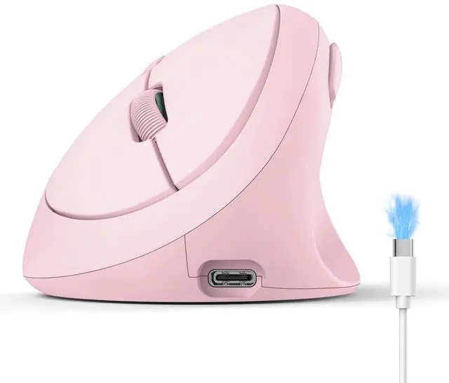 Main image of TECKNET Ergonomic Mouse, Bluetooth Wireless Vertical Mouse, Rechargeable Battery, Quiet Clicks, 4800 DPI Adjustable, BT5.0/3.0 & 2.4G Connect, Easy to use, Wide Compatibility - Pink