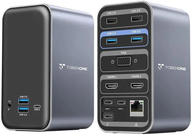 Main image of MacBook Pro Docking Station Dual Monitor with 2 4k HDMI Display,15 in 2 USB C Docking Station for MacBook with 2 HDMI, VGA, PD3.0, 7 USB Ports, RJ45 Ethernet & 3.5mm Audio