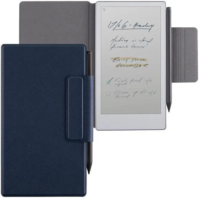 Main image of BOZHUORUI Magnetic Case for Remarkable Paper Pro Move (7.3",2025 Released) | Pen Buckle Design | Thin & Lightweight | Book Folio Style | PU Leather Cover with Sleep/Wake (Dark Blue)