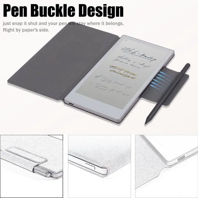 Alt view image 4 of 5 - BOZHUORUI Magnetic Case for Remarkable Paper Pro Move (7.3",2025 Released) | Pen Buckle Design | Thin & Lightweight | Book Folio Style | PU Leather Cover with Sleep/Wake (Dark Blue)