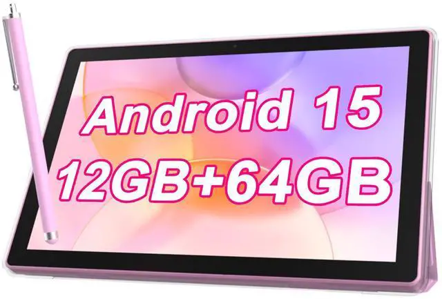 Main image of 2 In 1 Android table 10 Inch With TabletS protective Case and Stylus Pen android 15 Tablet 5G WiFi-6 1280*800 full HD IPS display 6000mah 64GB ROM+12GB RAM (4+8 Virtual), 1024GB Expansion (Pink)