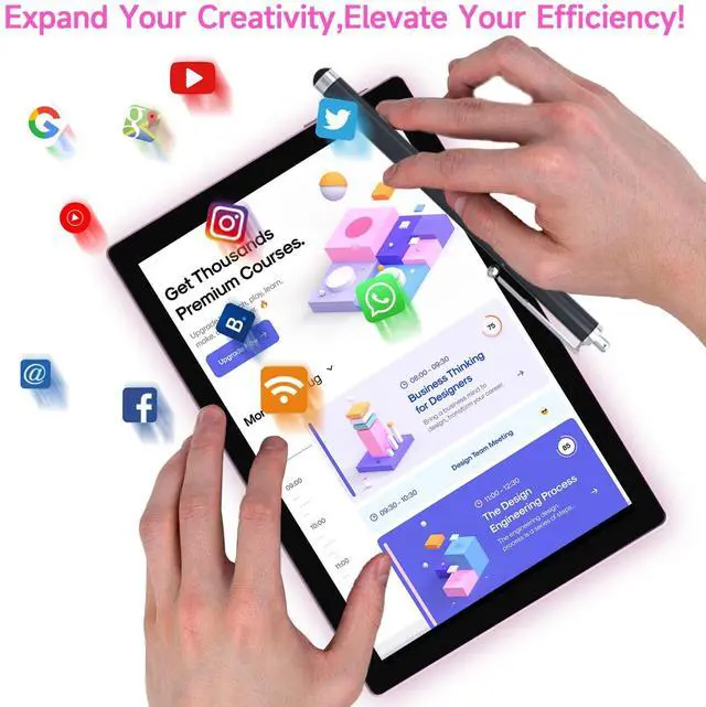 Alt view image 2 of 5 - 2 In 1 Android table 10 Inch With TabletS protective Case and Stylus Pen android 15 Tablet 5G WiFi-6 1280*800 full HD IPS display 6000mah 64GB ROM+12GB RAM (4+8 Virtual), 1024GB Expansion (Pink)