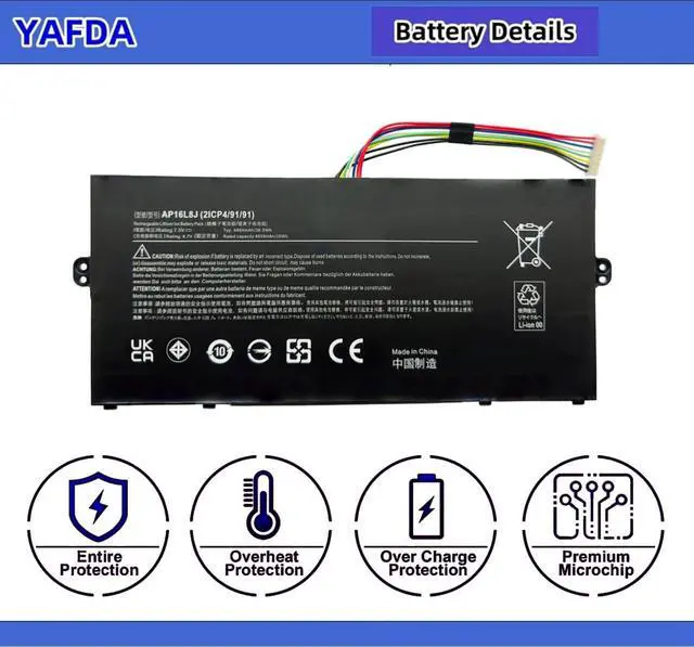 Alt view image 2 of 5 - Yafda AP16L8J Laptop Battery Compatible with Acer Chromebook Spin 311 CP311-3H-K2RJ CP311-3H-K3Wl CP311-3H-A14P Spin 513 R841T-S98A CP513-2H-K62Y CP513-1HL CP513-1H CP513-1HL-S17E
