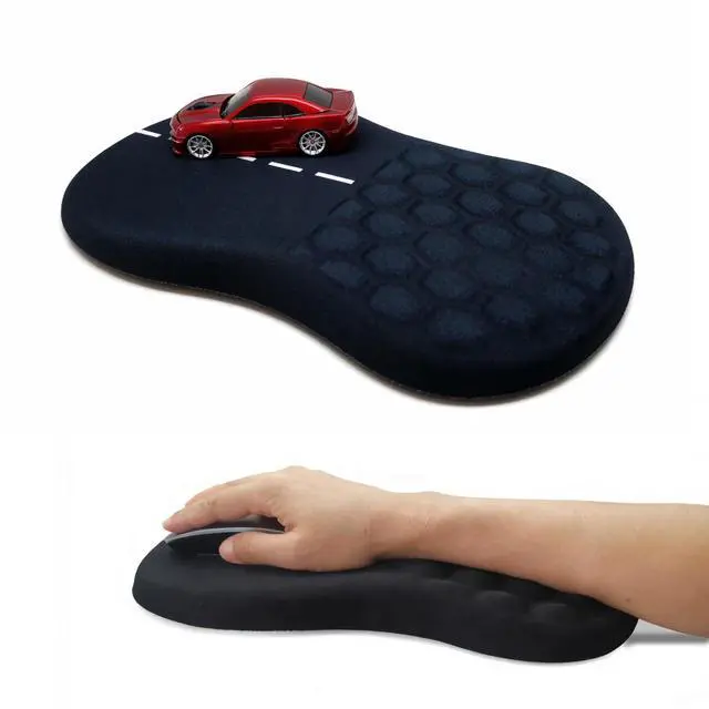 Main image of Ergonomic Mouse Pad with Wrist Support and Memory Foam Massage Bulge,Slope Mousepad with Wrist Rest to Relieve Wrist Pain, Large 12x8 inch, Lane