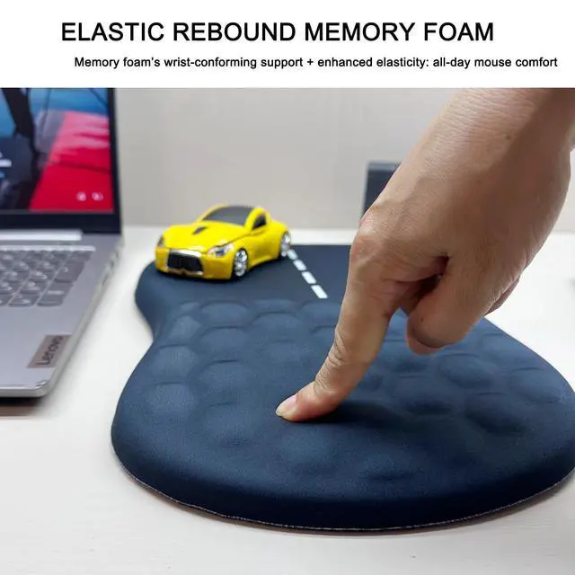 Alt view image 4 of 5 - Ergonomic Mouse Pad with Wrist Support and Memory Foam Massage Bulge,Slope Mousepad with Wrist Rest to Relieve Wrist Pain, Large 12x8 inch, Lane