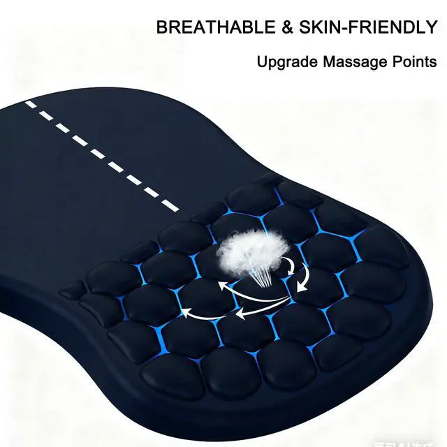 Alt view image 3 of 5 - Ergonomic Mouse Pad with Wrist Support and Memory Foam Massage Bulge,Slope Mousepad with Wrist Rest to Relieve Wrist Pain, Large 12x8 inch, Lane